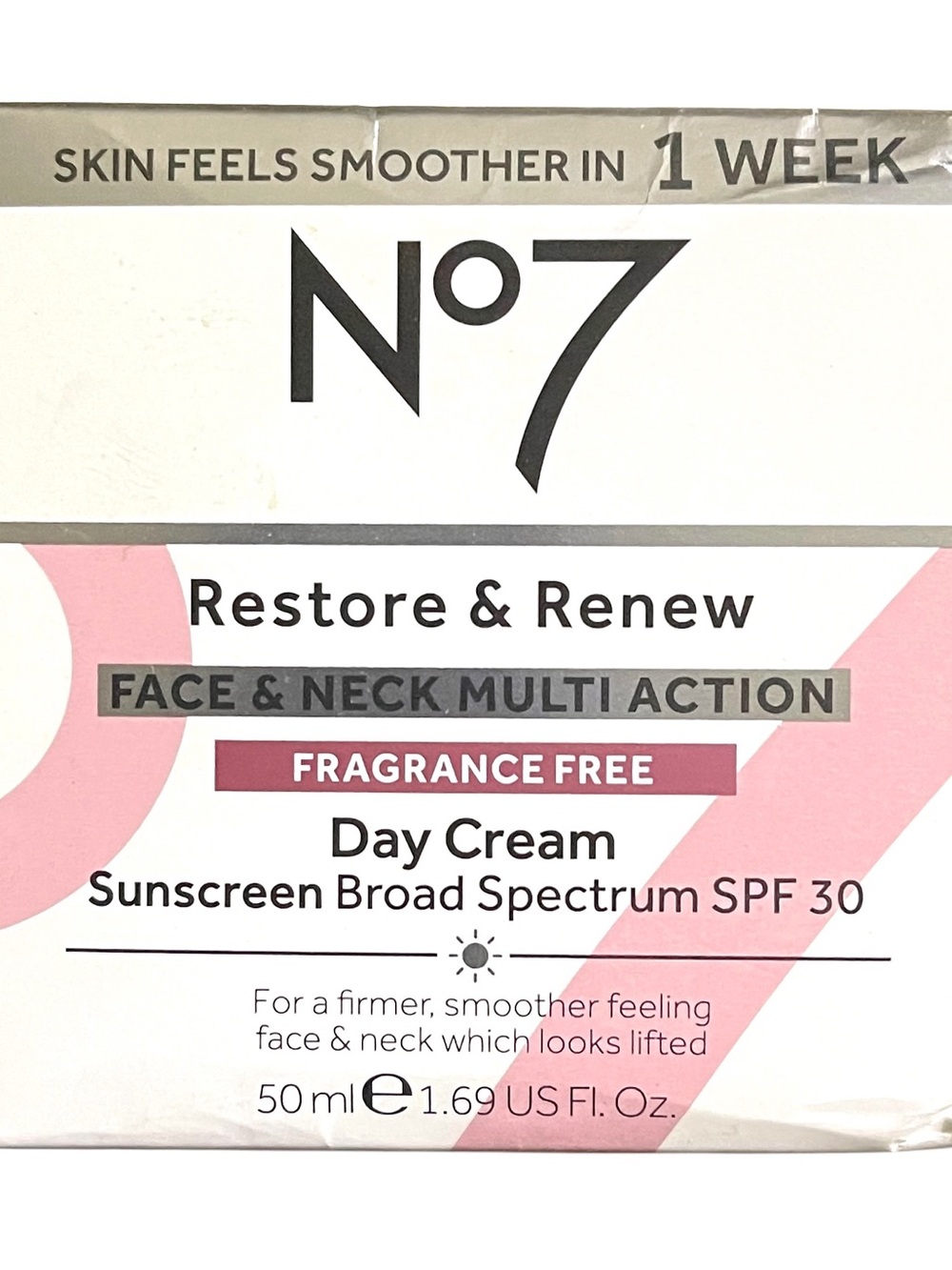 No7 Restore & Renew Face & Neck Multi-action Fragrance Free Day Cream SPF 30